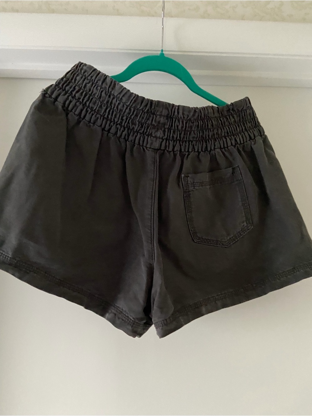 aerie Smocked Waist Casual Shorts - Charcoal - Picture 2 of 3